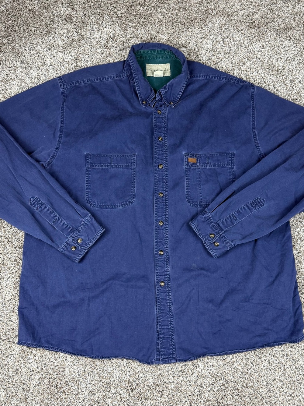 Vintage Sz XLT Men’s GreatLand Cotton Button Up Long Sleeve Shirt Blue